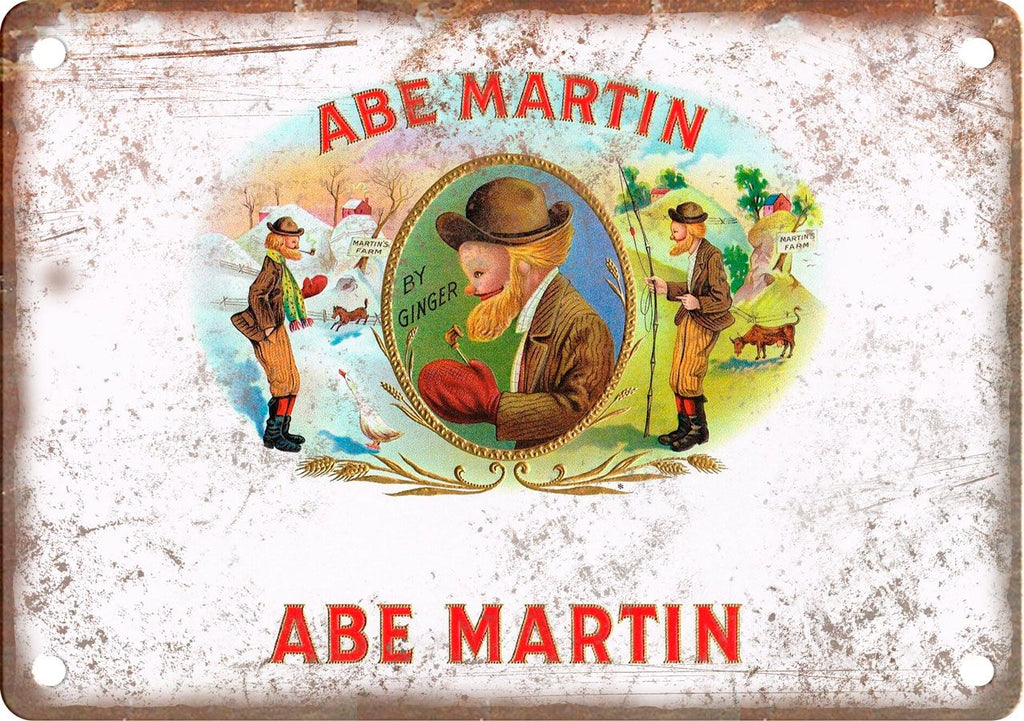 Abe Martin Cigar Box Label Metal Sign
