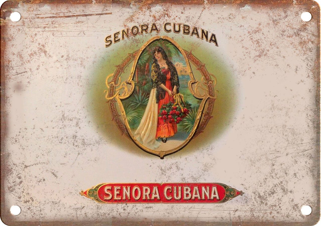 Senora Cubana Cigar Box Label Metal Sign