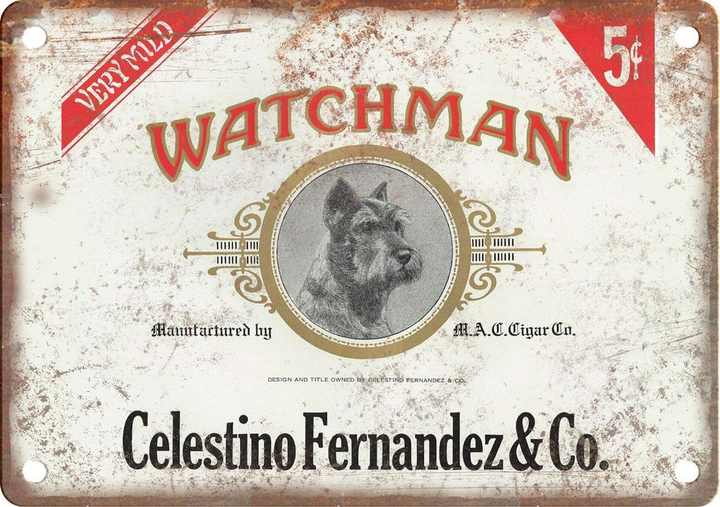 Watchman Celestino Cigar Box Label Metal Sign