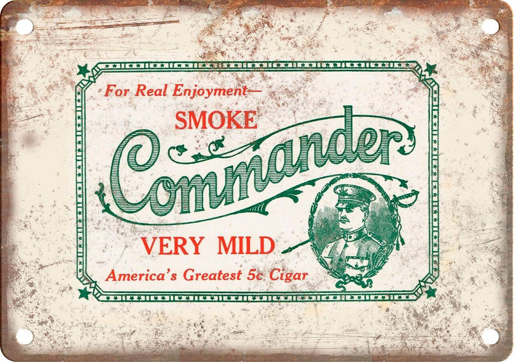 Commander Cigar Box Label Metal Sign