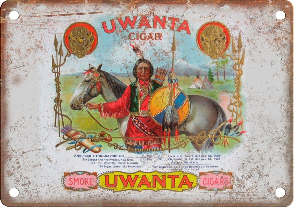 Uwanta Cigar Box Label Metal Sign
