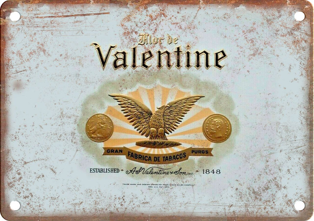 Valentine Cigar Box Label Metal Sign