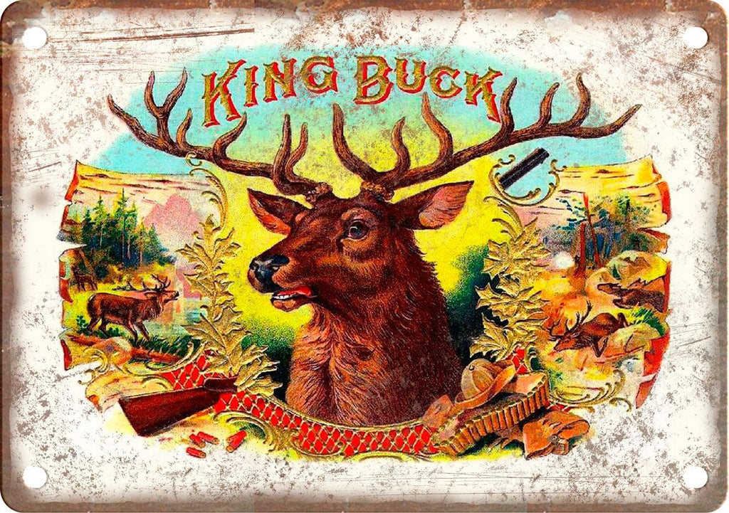 King Buck Cigar Box Label Metal Sign