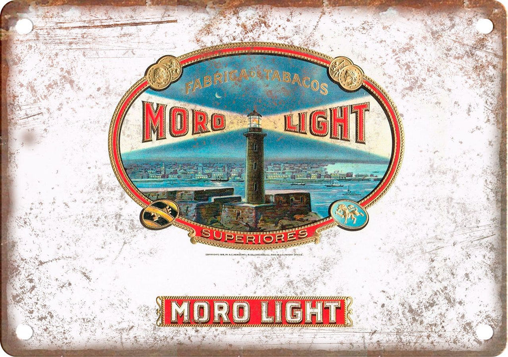 Moro Light Cigar Box Label Metal Sign
