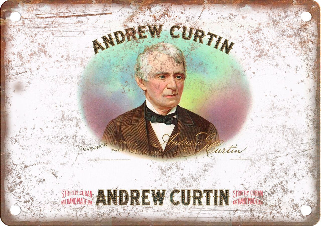 Andrew Curtin Cigar Box Label Metal Sign