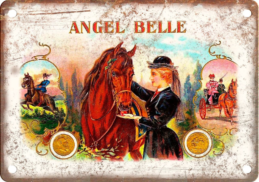 Angel Belle Cigar Box Label Metal Sign