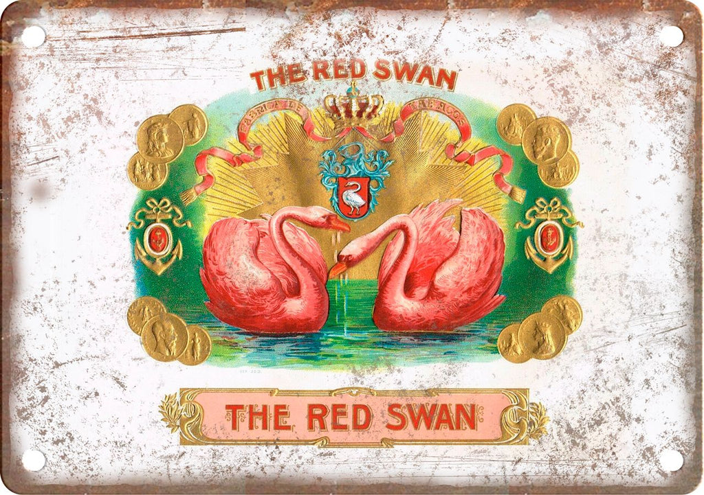 The Red Swan Cigar Box Label Metal Sign