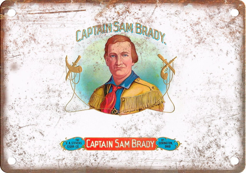Captain Sam Brandy Cigar Box Label Metal Sign
