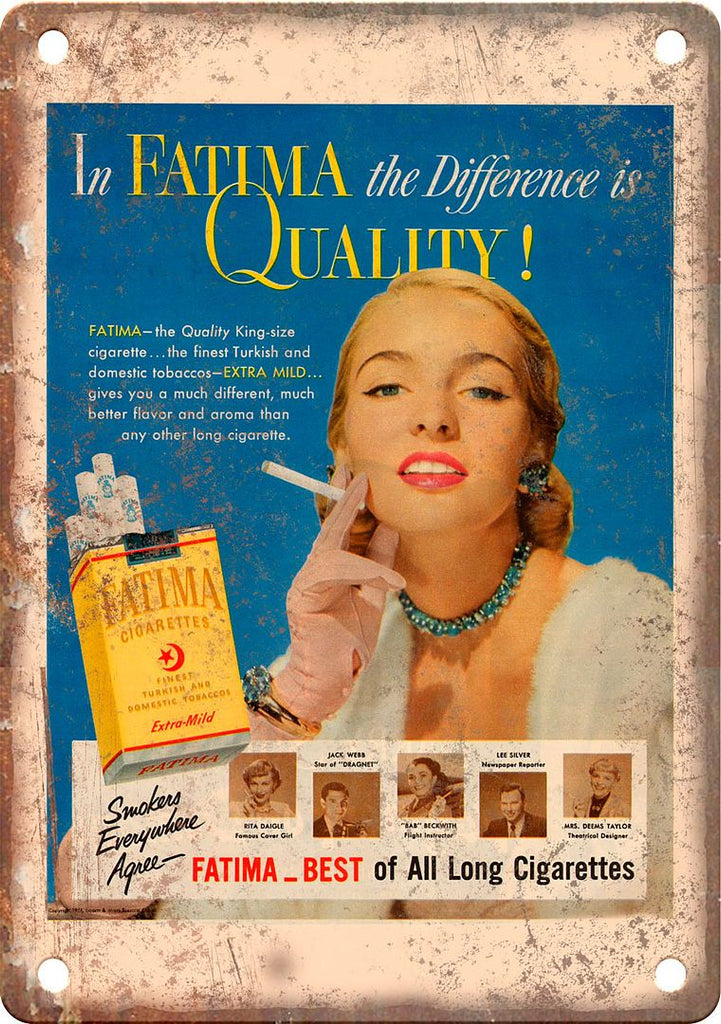 Fatima Cigarette Tobacco Metal Sign