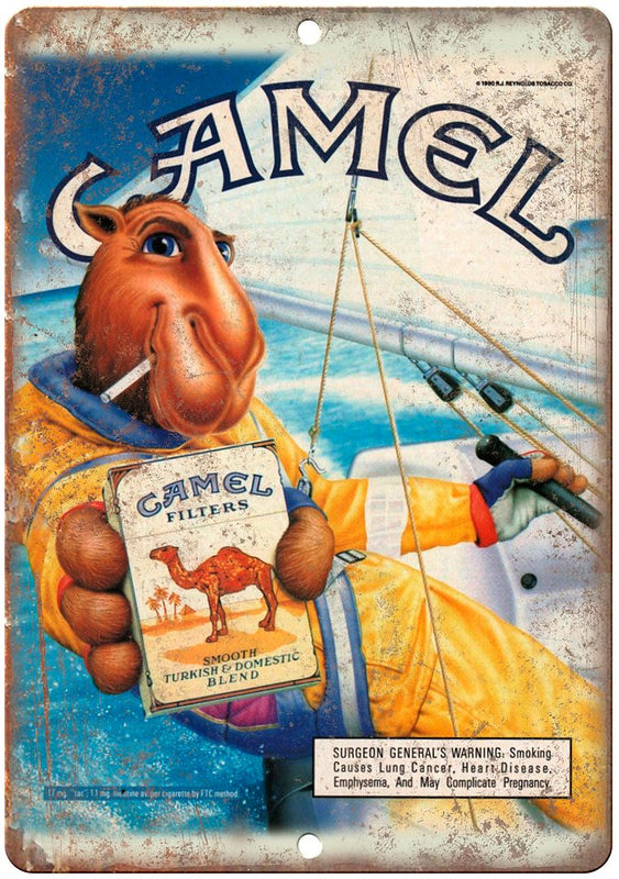 camel cigarettes tin sign Vintage Tobacco Ad Metal Camel Cigarettes Flange Sign: Vintage