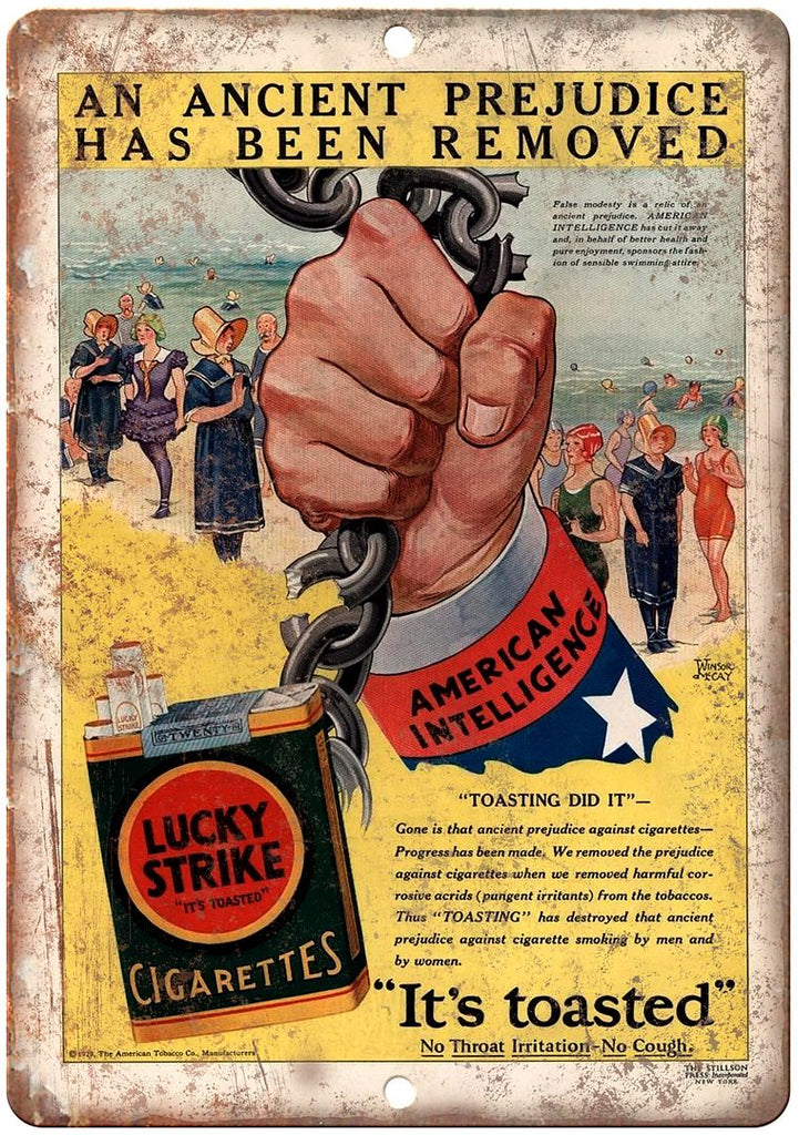 Lucky Strike Cigarette Tobacco Vintage Ad Metal Sign