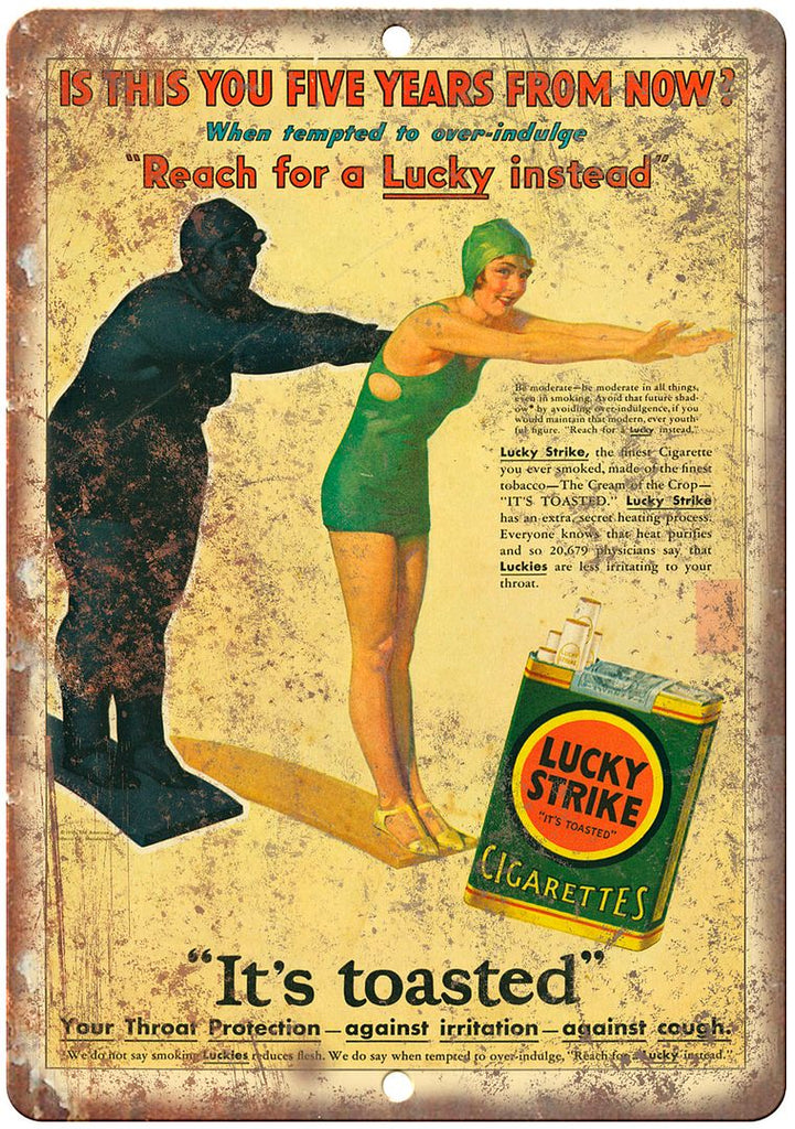 Lucky Strike Cigarette It's Toasted Ad Metal Sign