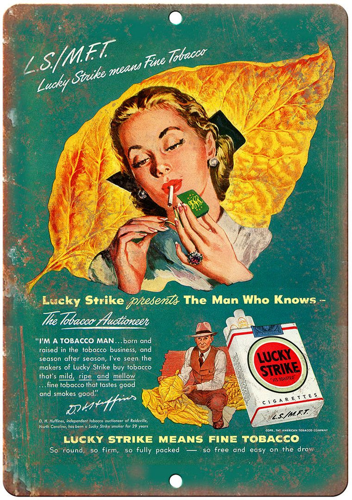 Lucky Strike It's Toasted Tobacco Cigarette Metal Sign