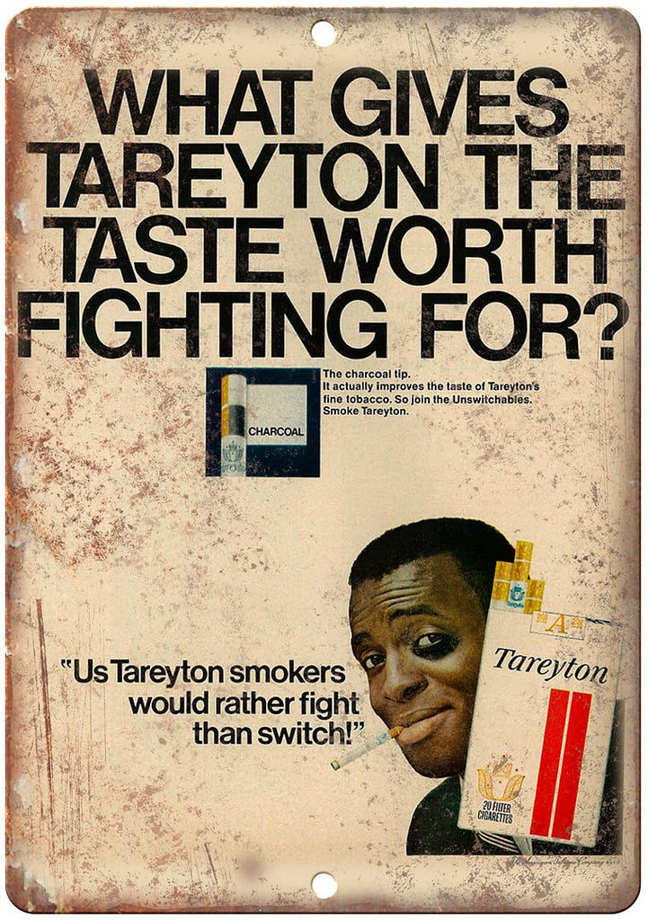 Tareyton Cigarette Vintage Tobacco Ad Metal Sign