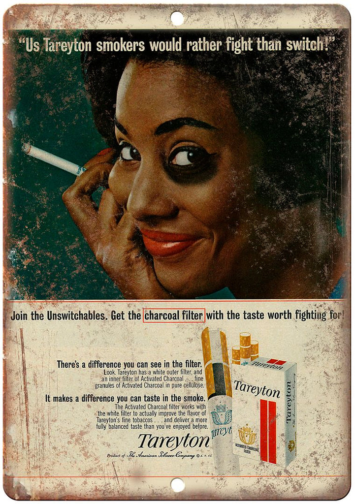 Tareyton Vintage Tobacciana Cigarette Ad Metal Sign