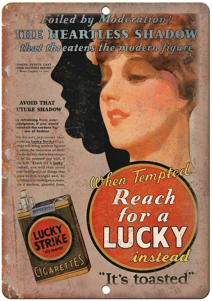Lucky Strike Cigarette It's Toasted Vintage Metal Sign