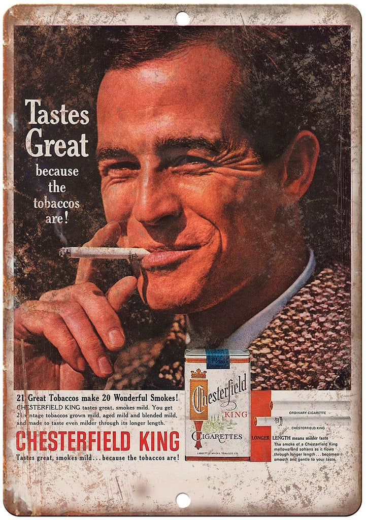 Chesterfield King Cigarette Vintage Tobacco Metal Sign