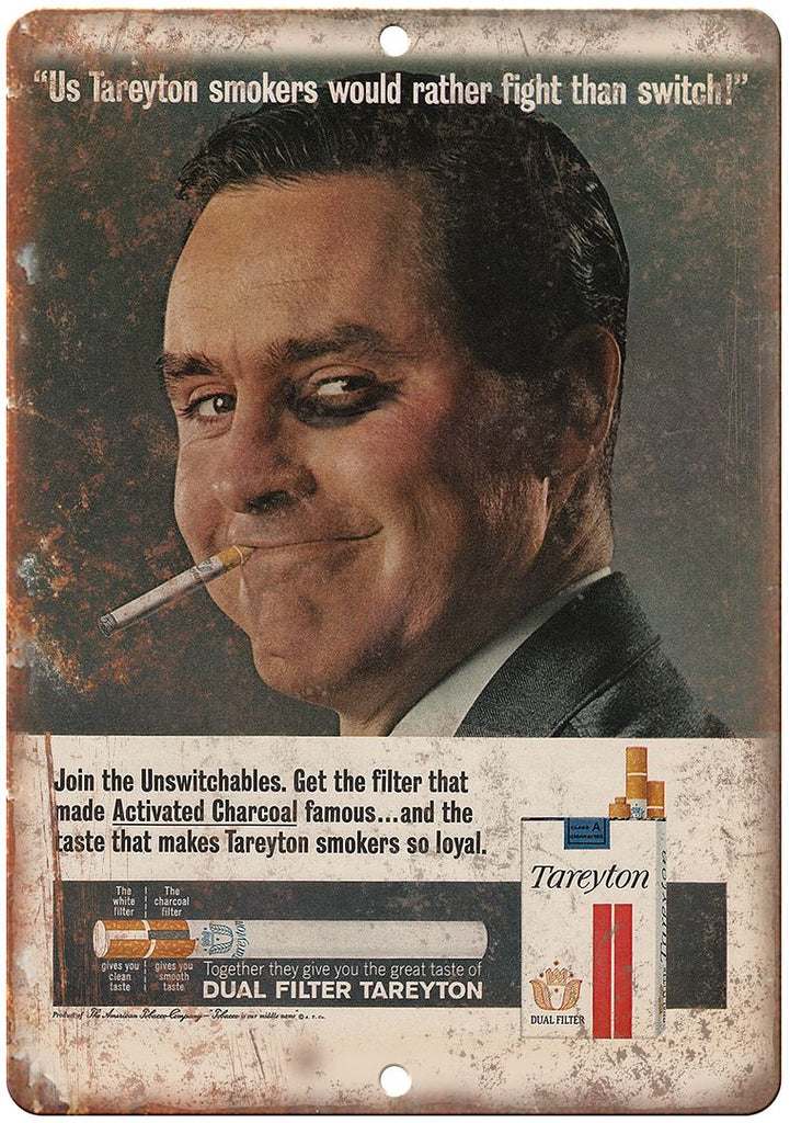 Tareyton Cigarette Vintage Tobacco Ad Metal Sign