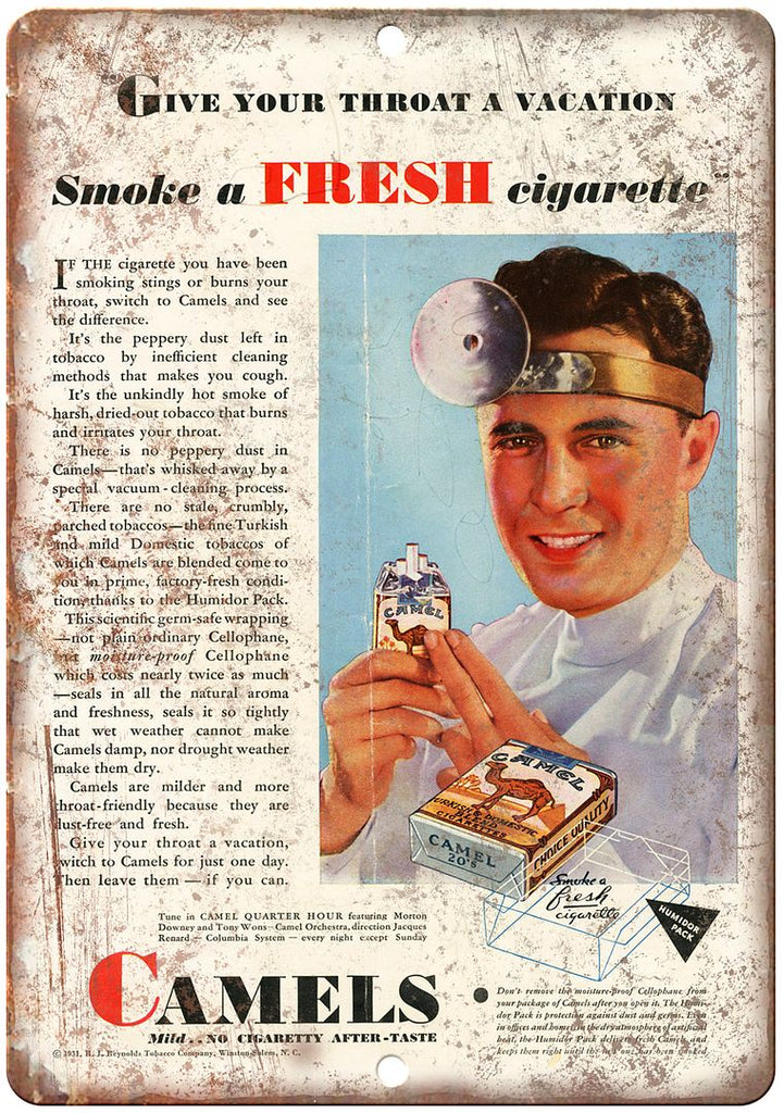Camel Tobacco Cigarette Vintage Ad Metal Sign