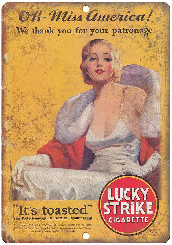 Lucky Strike Cigarette It's Toasted Tobacco Metal Sign