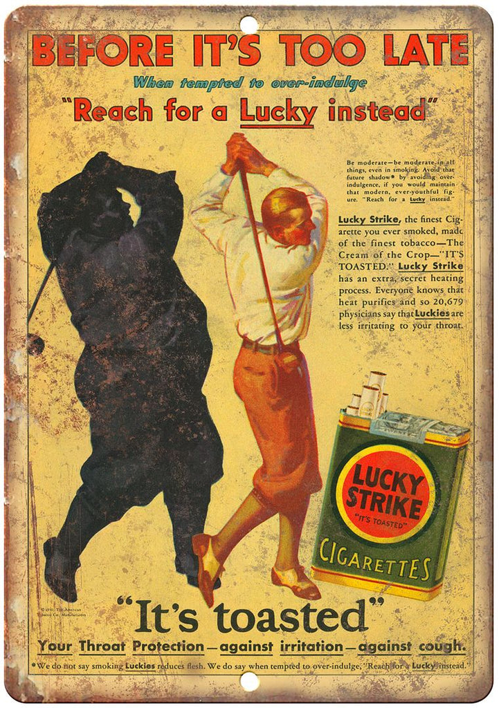 Lucky Strike It's Toasted Vintage Ad Metal Sign
