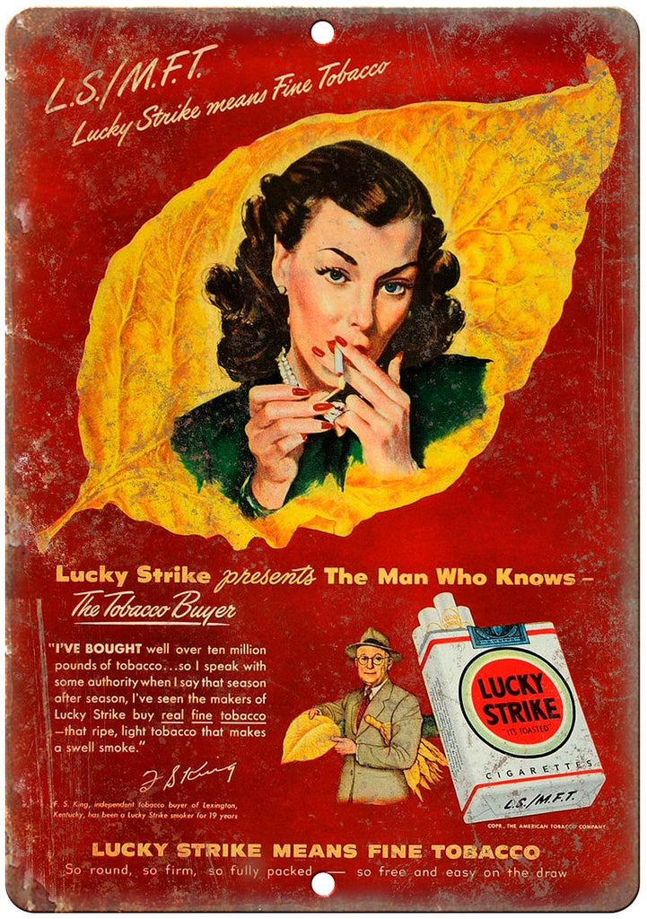 Lucky Strike Vingtage Tobacco Ad Metal Sign