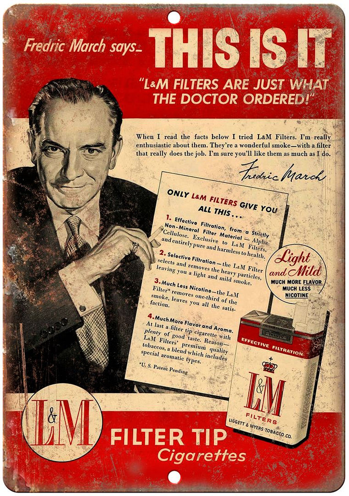 L&M Filter Cigarette Vintage Tobacco Ad Metal Sign