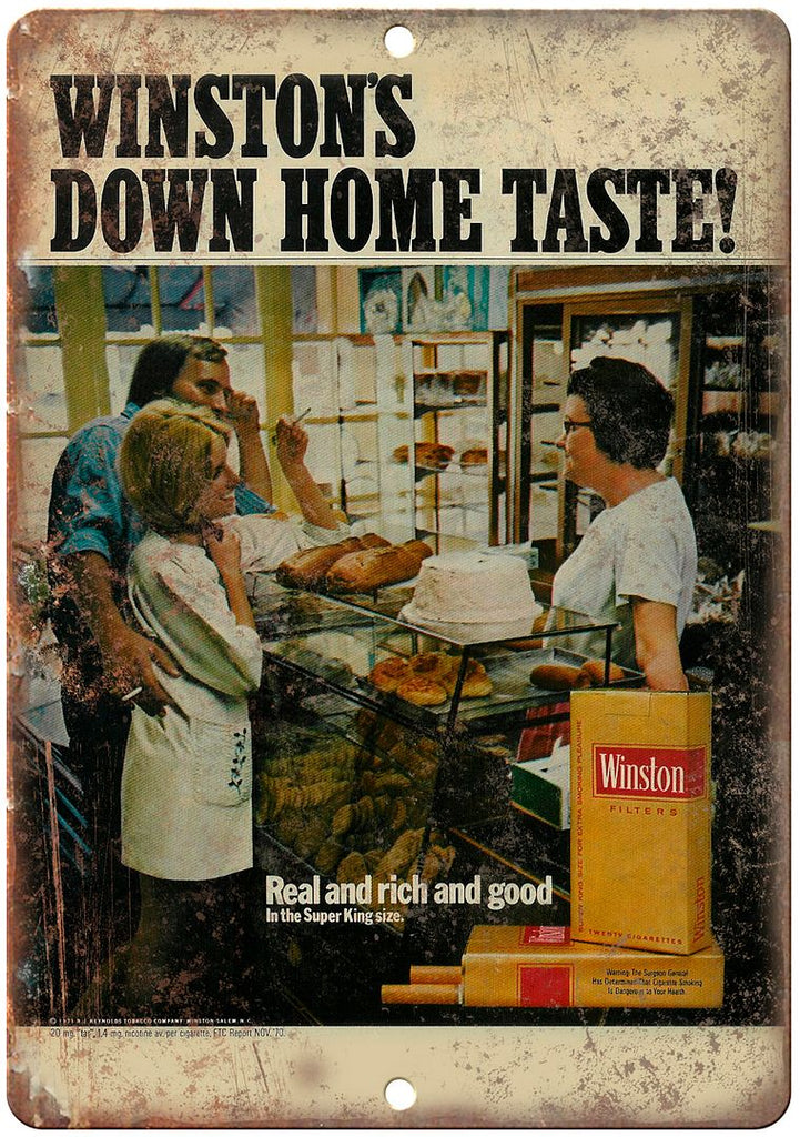 Winston Tobacco Cigarette Vintage Ad Metal Sign