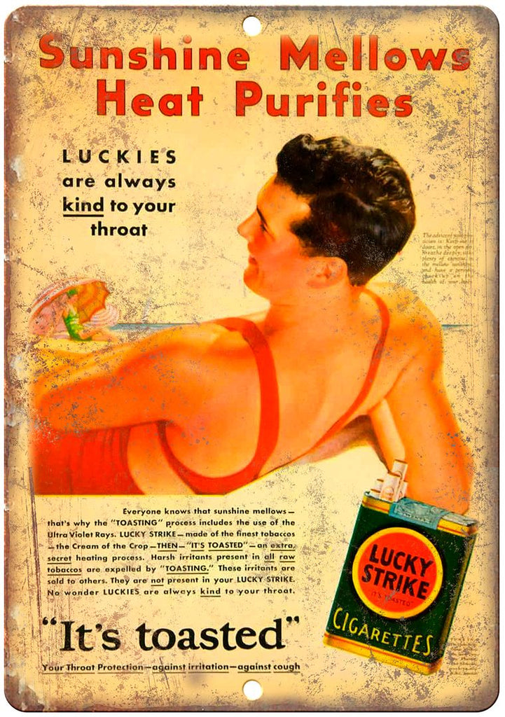 Lucky Strike Vintage Cigarette Ad Metal Sign