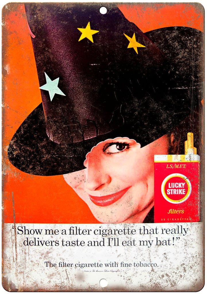 Lucky Strike Cigarette Vintage Tobacco ad Metal Sign