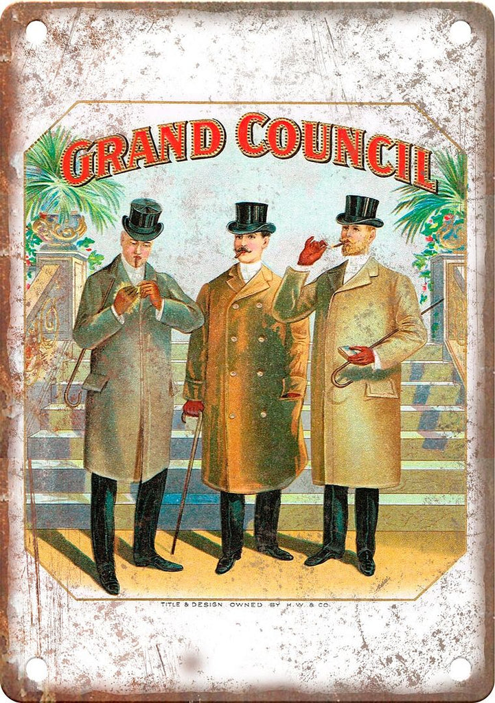 Grand Council Cigar Box Label Metal Sign