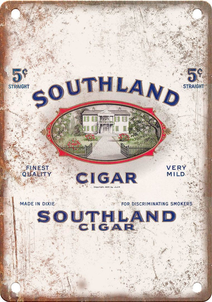 Southland Cigar Box Label Metal Sign