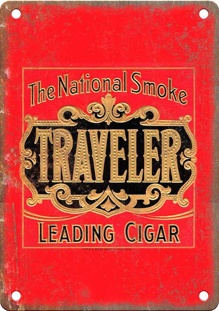 Traveler Leading Cigar Box Label Metal Sign
