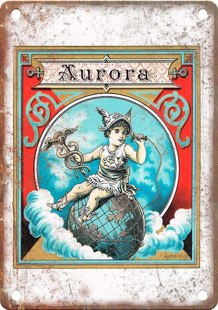 Aurora Cigar Box Label Metal Sign