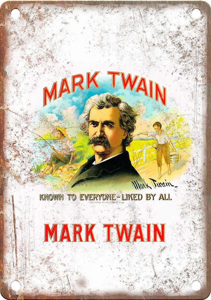 Mark Twain Cigar Box Label Metal Sign