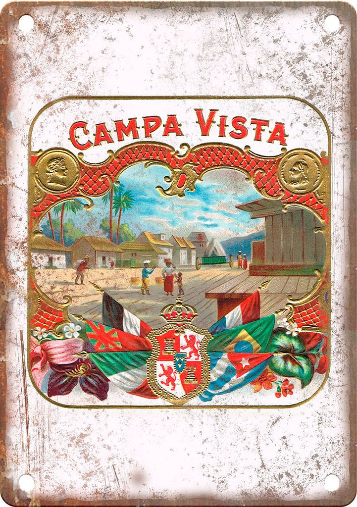Campa Vista Cigar Box Label Metal Sign