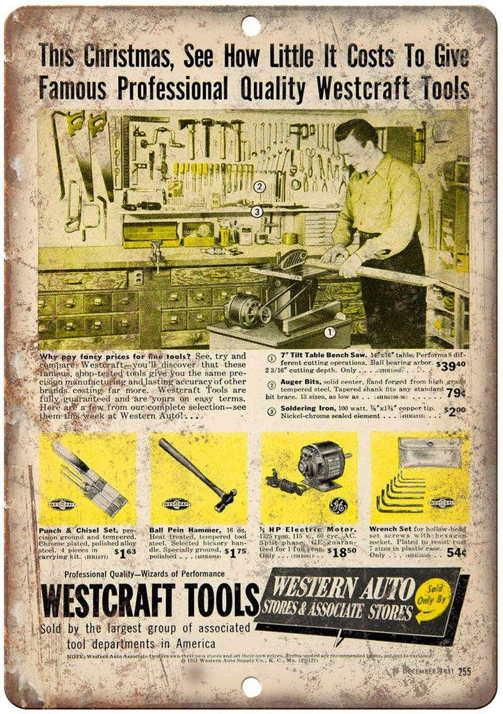 Westcraft Tools Western Auto Metal Sign