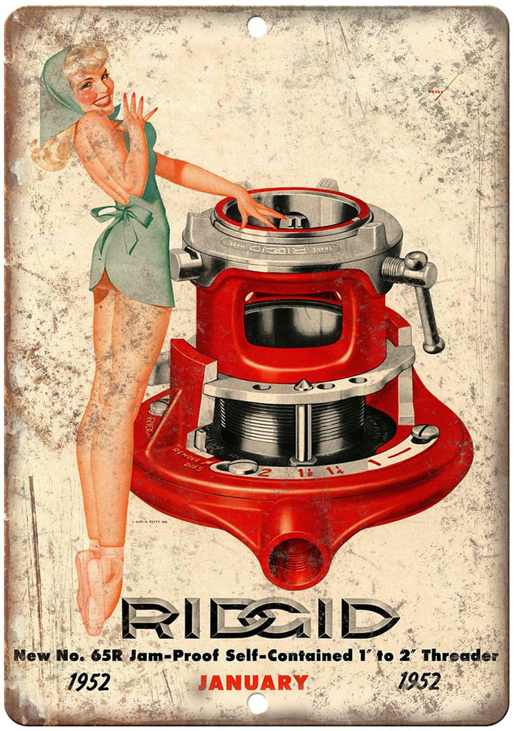 1952 Ridgid Threader Tool Ad  Metal Sign