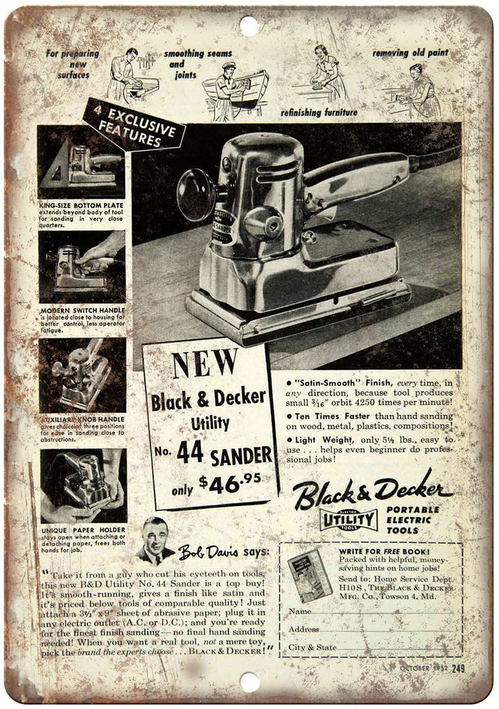 Black & Decker Portable Electric Tools Metal Sign