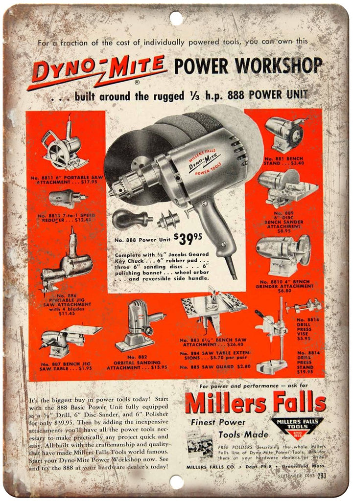 Millers Falls Millers Falls Tools Metal Sign