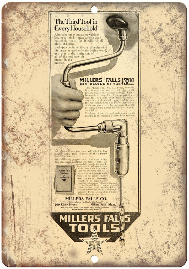 Millers Falls Tools Ad Metal Sign