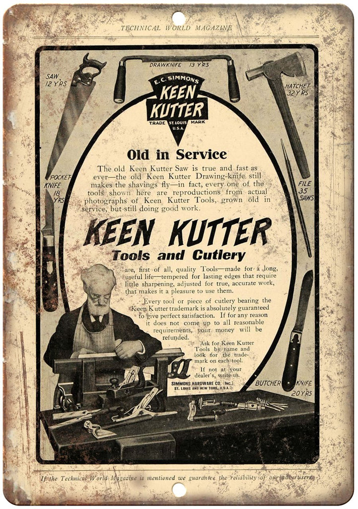 Keen Kutter Tools And Cutlery Ad Metal Sign