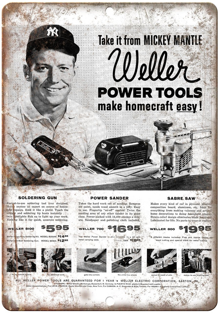 Weller Power Tools Ad Metal Sign
