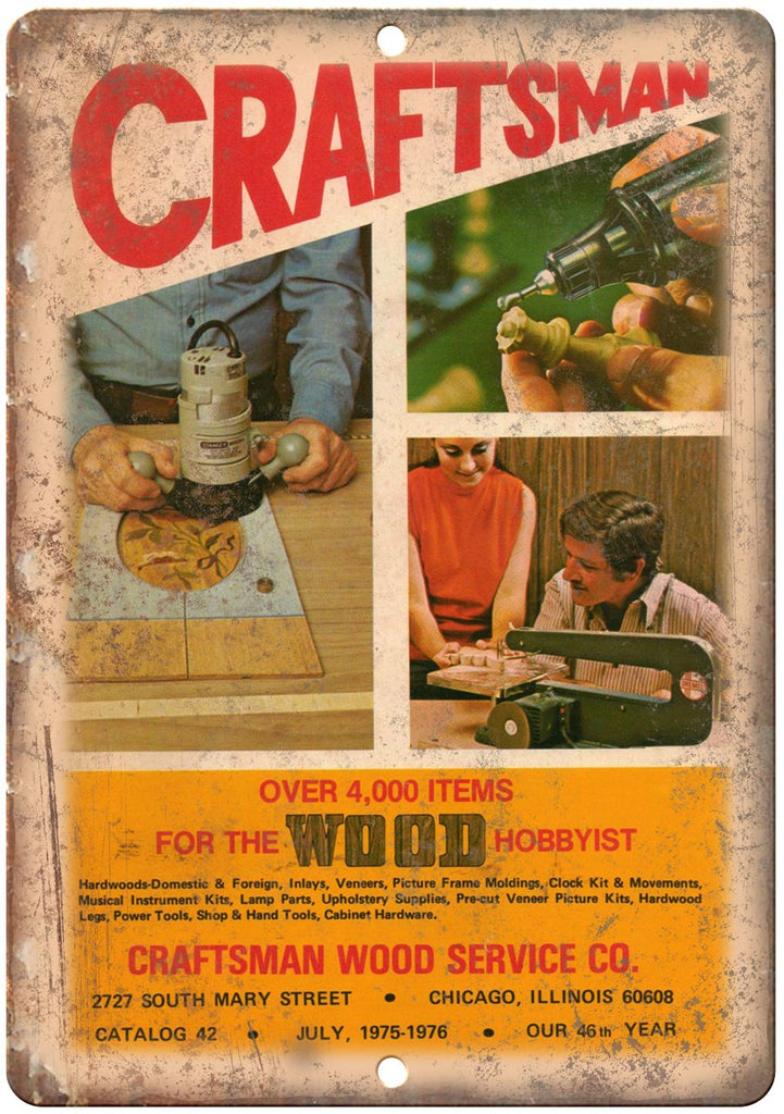 Craftsman Wood Hobby Router Drill Metal Sign