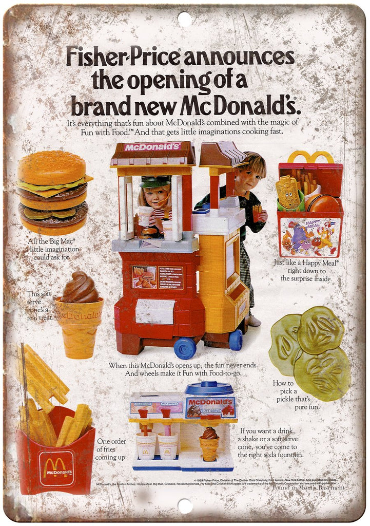 McDonald's Toy Ad Happy Meal Metal Sign