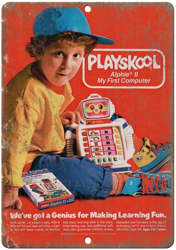 Playskool Alphie II My First Computer Ad Metal Sign