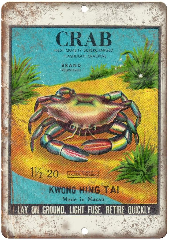 Crab Firecracker Package Art Metal Sign