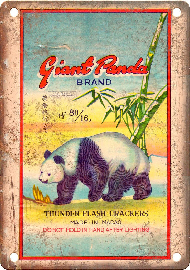 Giant Panda Brand Firecracker Package Art Metal Sign