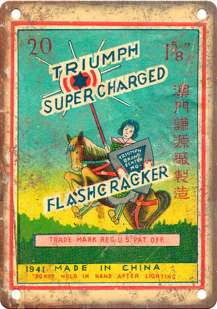 Triumph Super Charged Firecracker Art Metal Sign