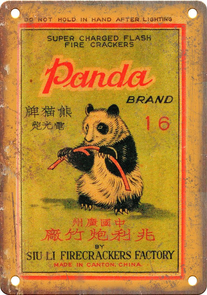 Panda Brand Firecracker Package Art Metal Sign